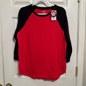 TSLA Men's Red & Black Raglan 3/4 Sleeve T-Shirt Size L